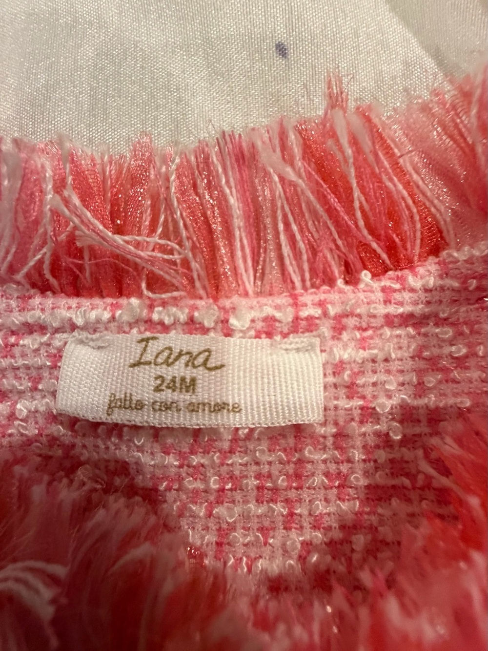 Girls Pink Tweed Fringe Jacket Size 24m - Picture 3 of 9